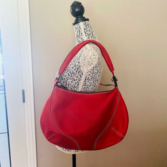Bolsos Cats Large Red Leather Hobo Shoulder Bag Made in Spain - Picture 2 of 5